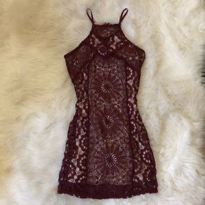 Francesca’s Maroon High Neck Dress size Small